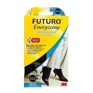 FUTURO Energizing Trouser Knee High Socks For Women Mild Sz M Black 1 Pair, NIB